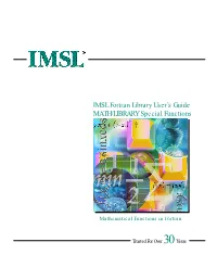 IMSL Fortran Library User's Guide MATH/LIBRARY Special Functions