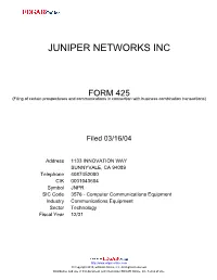 Juniper Networks Inc