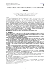 L Power Outage in Nigeria: History, Causes and Possible Solutions