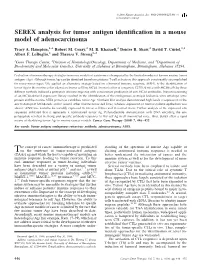 SEREX Analysis for Tumor Antigen Identification in a Mouse Model Of