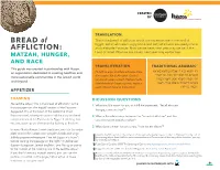 Bread of Affliction: Matzah, Hunger and Race