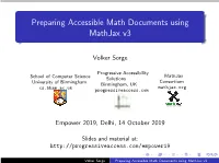 Preparing Accessible Math Documents Using Mathjax V3