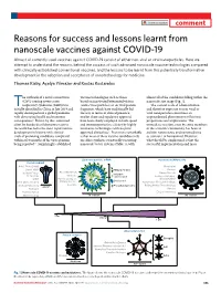 Reasons for Success and Lessons Learnt from Nanoscale Vaccines Against COVID-19