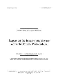 Report on the Inquiry Into the Use of Public Private Partnerships