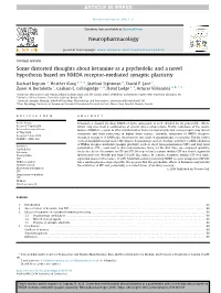 Some Distorted Thoughts About Ketamine As a Psychedelic and a Novel Hypothesis Based on NMDA Receptor-Mediated Synaptic Plasticity