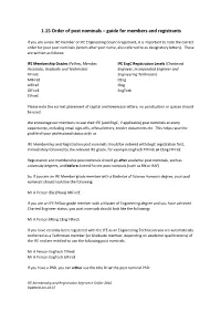 1.15 Order of Post Nominals – Guide for Members and Registrants