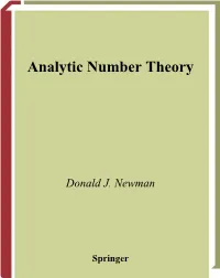 Analytic Number Theory