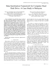 Data Sanitization Framework for Computer Hard Disk Drive: a Case Study in Malaysia