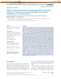Effect of Speed Endurance Training and Reduced Training Volume On