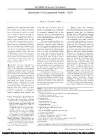 Spirometry in Occupational Health—2020