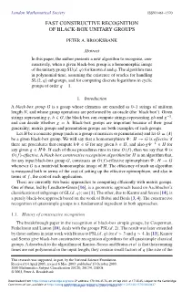 Fast Constructive Recognition of Black-Box Unitary Groups