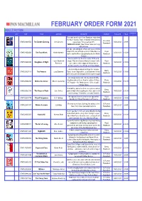 February Order Form 2021