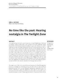 Hearing Nostalgia in the Twilight Zone