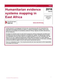 Humanitarian Evidence Systems Mapping in East Africa Are Available At