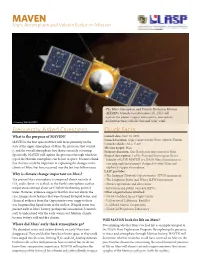 MAVEN Mars Atmosphere and Volatile Evolution Mission