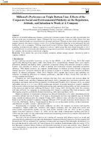 Millenial's Preference on Triple Bottom Line: Effects of the Corporate
