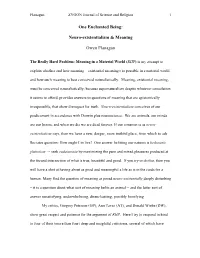 Neuro-Existentialism & Meaning Owen Flanagan