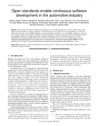 Open Standards Enable Continuous Software Development in the Automotive Industry