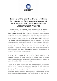 Prince of Persia the Sands of Time Is Rewarded Best Console Game of the Year at the 2004 Interactive Achievement Awards