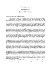 2Nd Sunday of Advent December 10Th Deacon William Pitocco