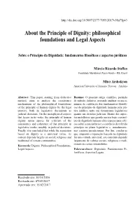 About the Principle of Dignity: Philosophical Foundations and Legal Aspects