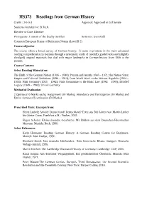 HS373 Readings from German History Credit : 3-0-0-3 Approval: Approved in 3Rd Senate Students Intended For: B.Tech