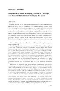 Integration by Parts: Wordplay, Abuses of Language, Andmodernmathematicaltheoryonthemove