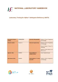 Laboratory Testing for Alpha-1 Antitrypsin Deficiency (AATD)