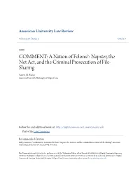 Napster, the Net Act, and the Criminal Prosecution of File-Sharing." American University Law Review 50, No.2 (2000): 473-532