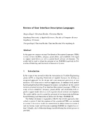 Review of User Interface Description Languages 183