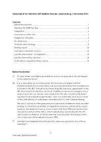 Transcript of an Interview with Siphiwe Nyanda, Johannesburg, 5 November 2015