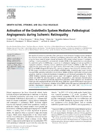 Activation of the Endothelin System Mediates Pathological Angiogenesis During Ischemic Retinopathy