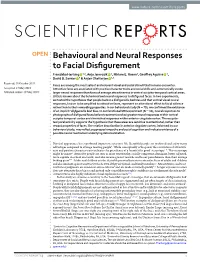 Behavioural and Neural Responses to Facial Disfigurement