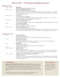 Class of 1967 – 50Th Reunion Schedule of Events