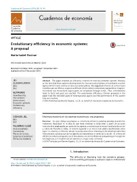 Evolutionary Efficiency in Economic Systems: a Proposal
