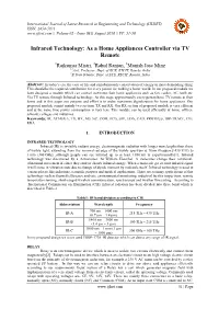 Infrared Technology: As a Home Appliances Controller Via TV Remote