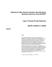 Layer 2 Virtual Private Networks CM-SP-L2VPN-I11-130808