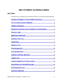 Msc Payment Schedule Index