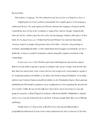 Philadelphia's Language: the Most Influential and Advanced Form Of