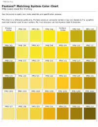 PMS Color Chart Pantone® Matching System Color Chart PMS Colors Used for Printing