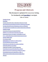 Program and Abstracts This Document Is Optimized for On-Screen Viewing