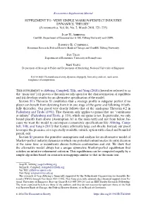 SUPPLEMENT to “VERY SIMPLE MARKOV-PERFECT INDUSTRY DYNAMICS: THEORY” (Econometrica, Vol