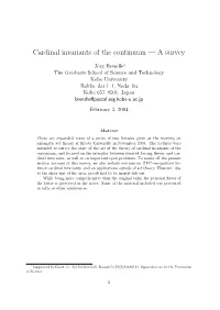 Cardinal Invariants of the Continuum — a Survey