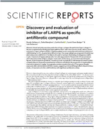 Discovery and Evaluation of Inhibitor of LARP6 As Specific Antifibrotic