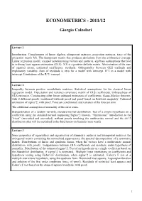 Econometrics - 2011/12