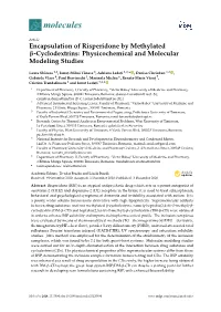 Encapsulation of Risperidone by Methylated Β-Cyclodextrins: Physicochemical and Molecular Modeling Studies