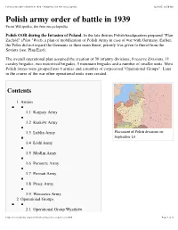 Polish Army Order of Battle in 1939 - Wikipedia, the Free Encyclopedia 12/18/15, 12:50 AM Polish Army Order of Battle in 1939 from Wikipedia, the Free Encyclopedia