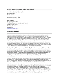 Report of a Preservation Needs Assessment Executive Summary
