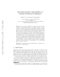 Revisiting Security Vulnerabilities in Commercial Password Managers?