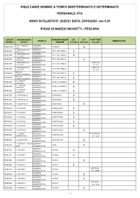 Risultanze Nomine a Tempo Indeterminato E Determinato
